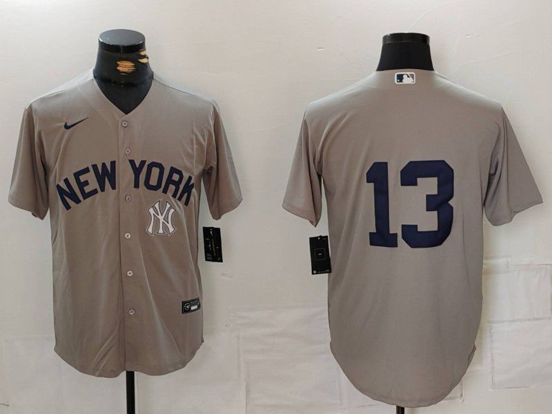 Men New York Yankees #13 No Name Grey Game 2024 Nike MLB Jersey style 8143